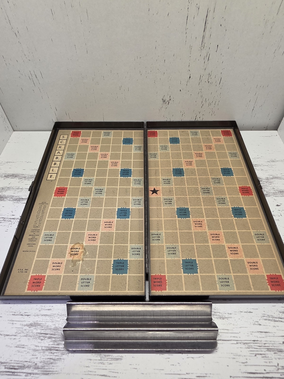 1950s Vintage Travel Scrabble Magnetic Metal Board Complete