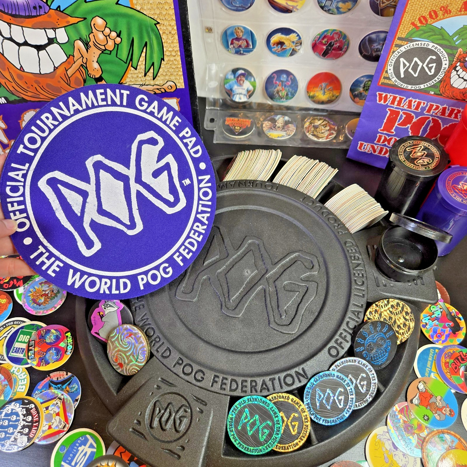 Vintage POG The Game, World POG Federation Milton Bradley Set 200+ POG’s 1995