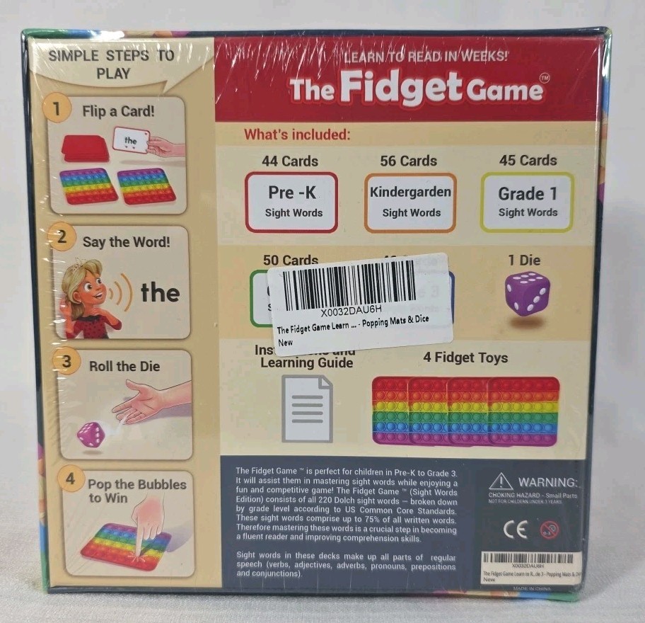The Fidget Game Sight Words Educational Game Pre-K to 3 Learn to Read Reading
