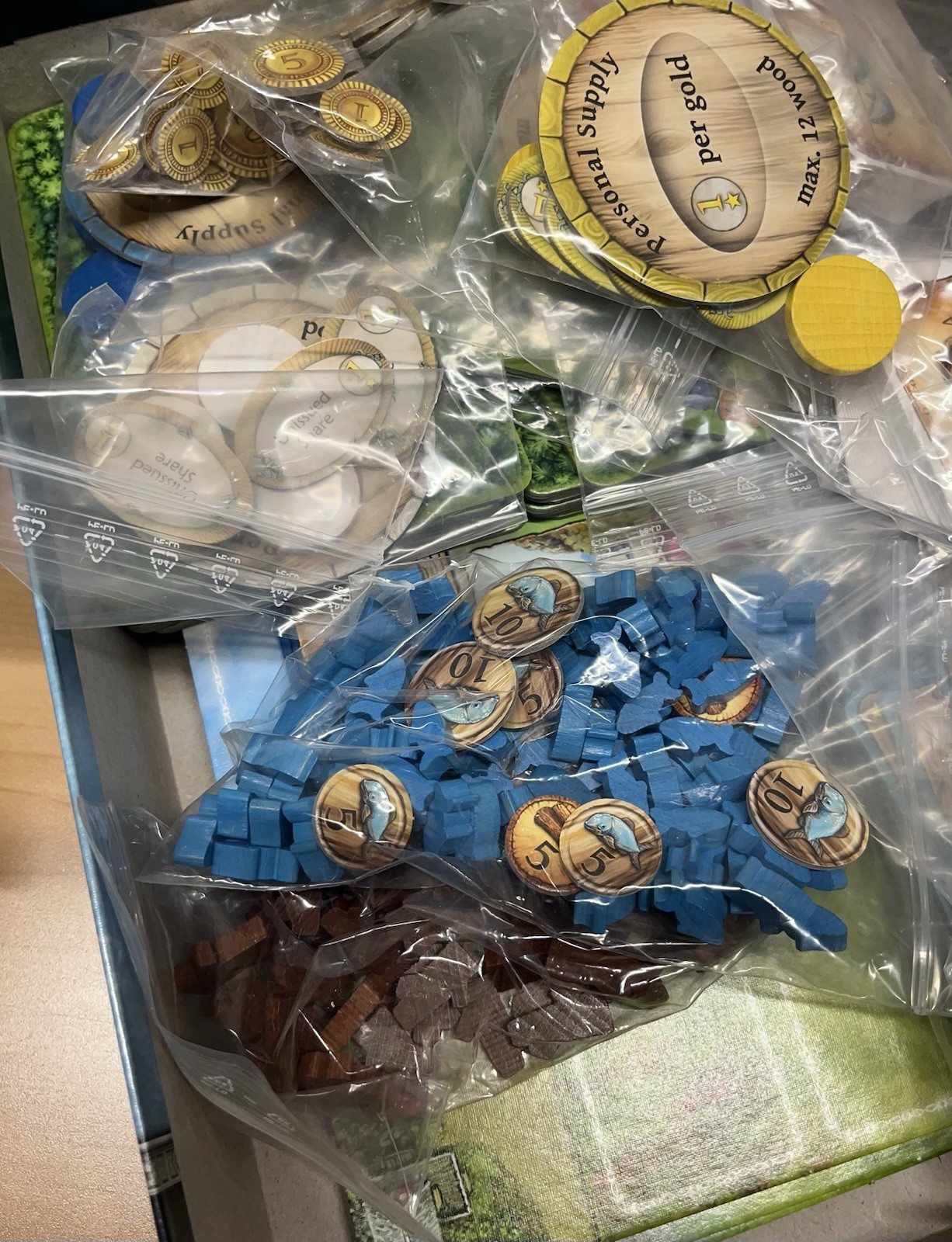 Nusfjord Board Game With Metal Coins And Plaice And Salmon Expansion Decks