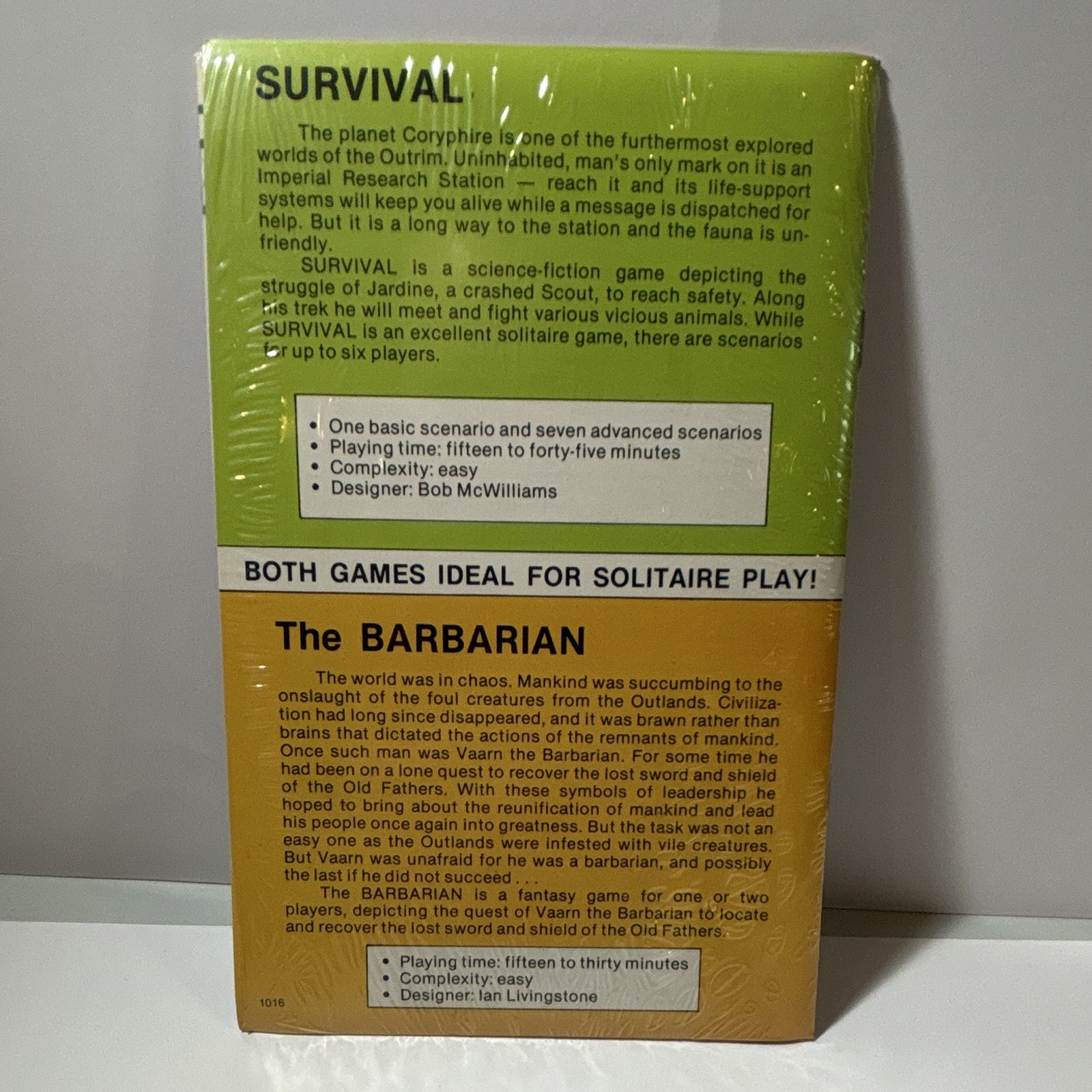 Task Force Games Survival & The Barbarian Sci-Fi Board Game 1980 – Sealed