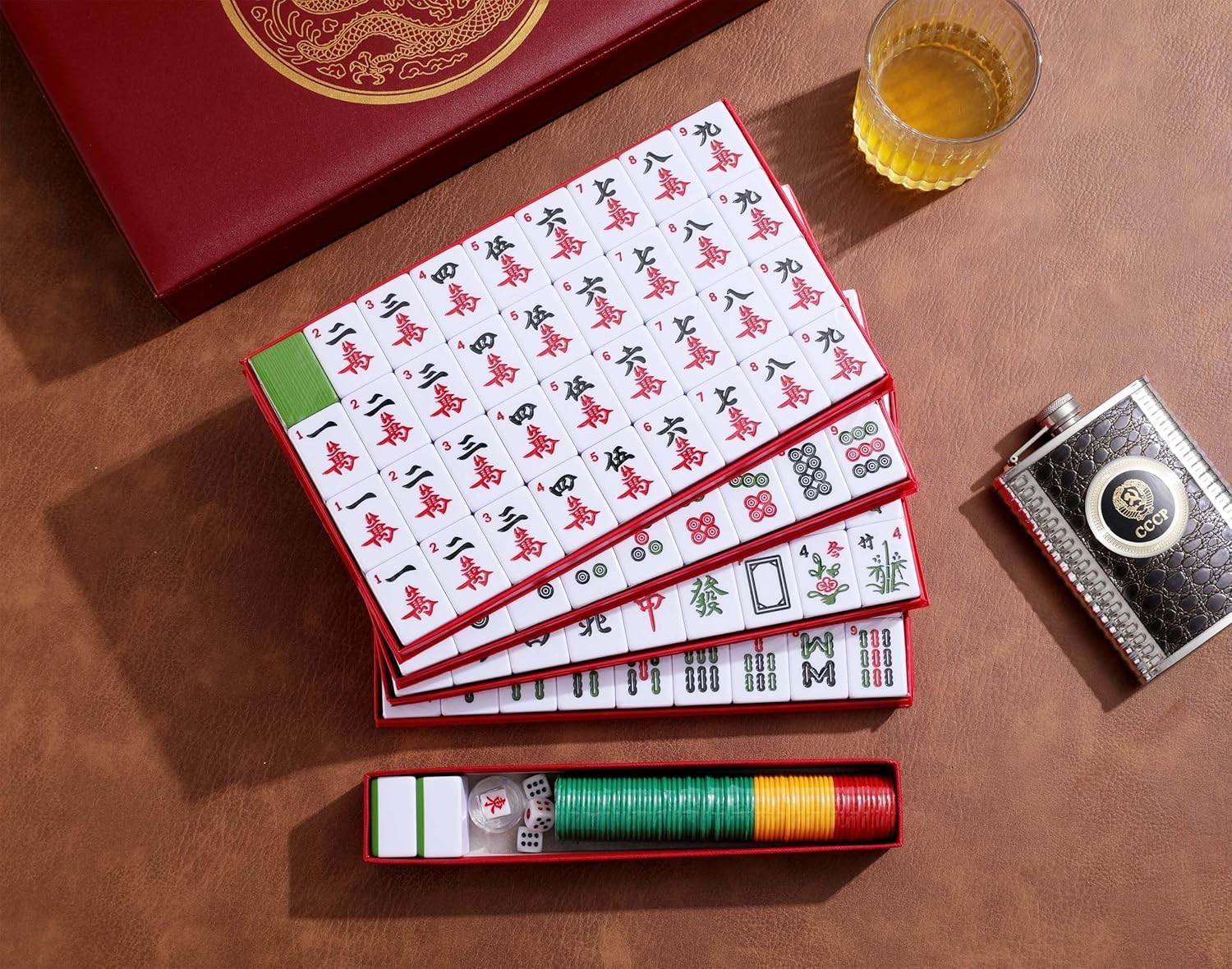 Mose Cafolo Chinese Mahjong Set X-Large 146 Numbered Melamine 1.5″ Large Size