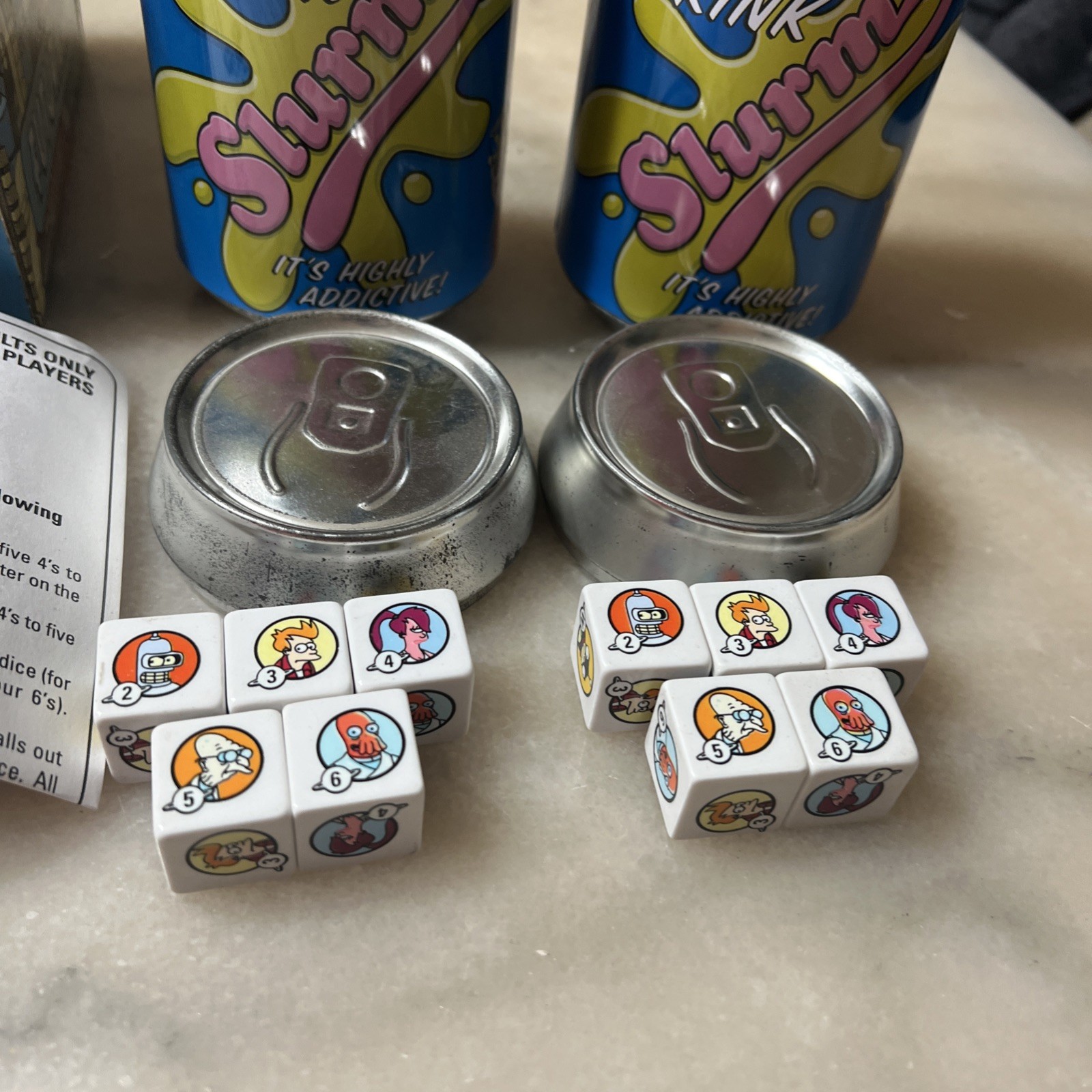 Bender’s Game Of Bluff Futurama Themed Liar’s Dice Collectable Metal Slurm Cans