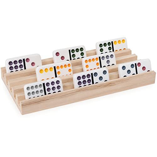 Wooden Domino Trays Set of 4 Wood Domino Racks Domino Holders for Domino Tiles