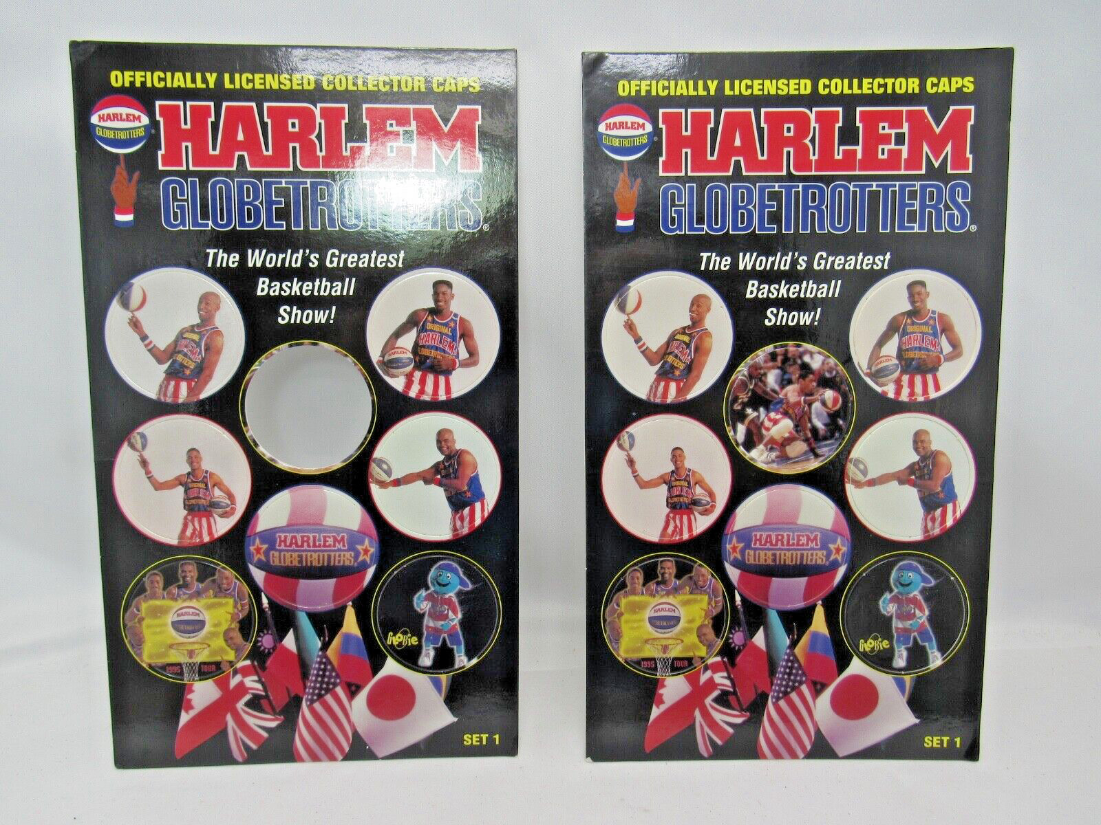 1995 Harlem Globetrotters 15 Officially Licensed Collector’s Caps Pogs Milk Caps