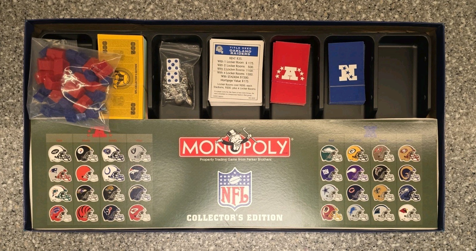 Monopoly NFL Collector’s Edition Board Game 2003 Hasbro Complete
