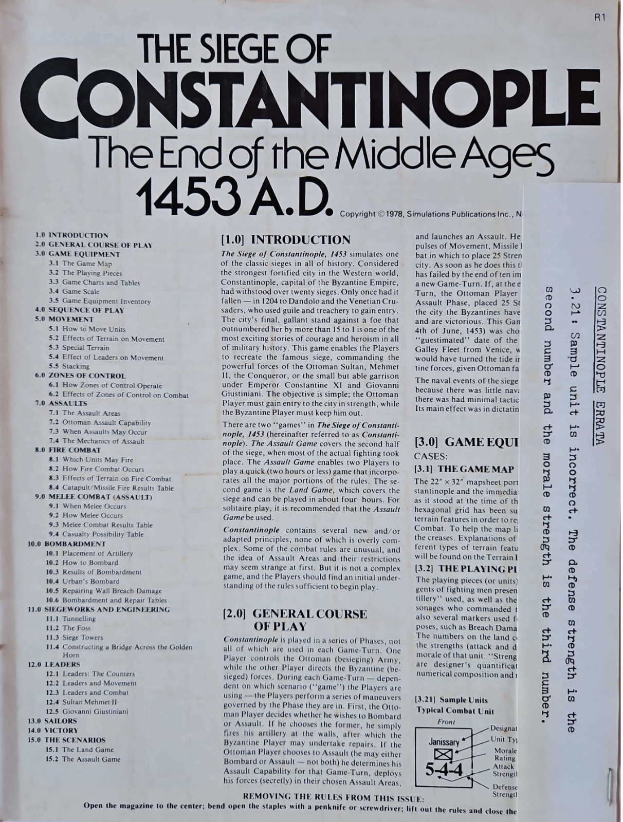 VTG Strategy & Tactics #66 SIEGE OF CONSTANTINOPLE: End of Middle Ages UNPUNCHED