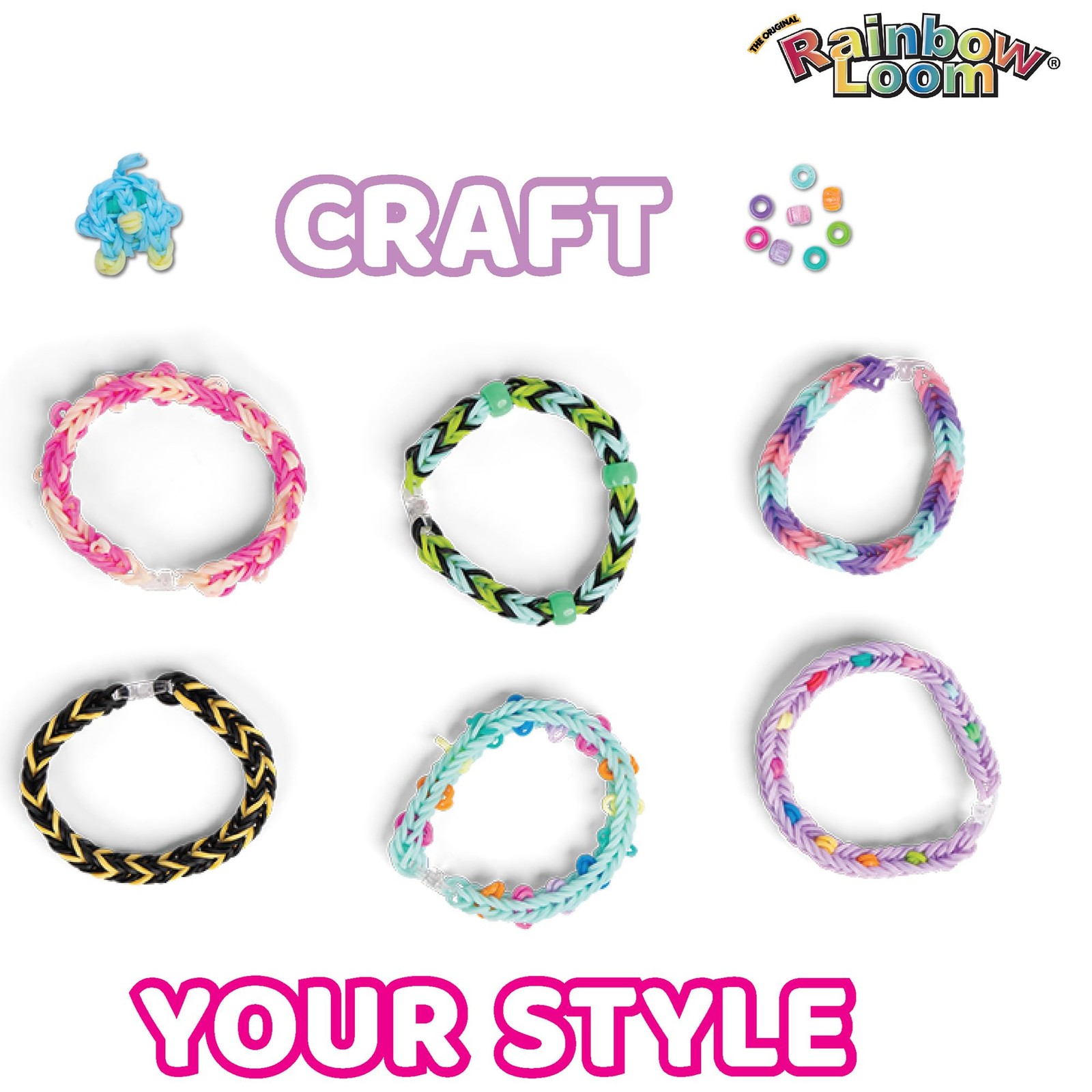 Rainbow Loom 6000 Bands Mighty Case 2 Looms Charms Beads Kids Kit Cute-tique