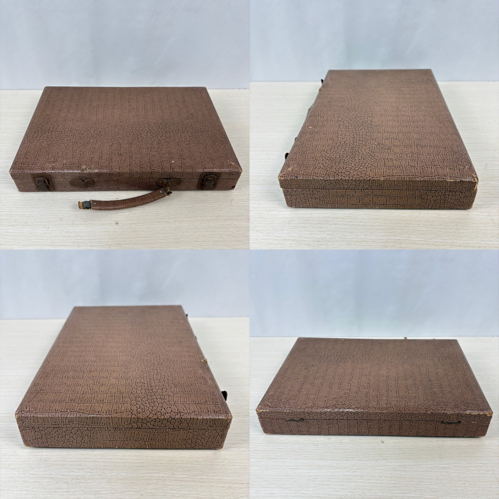 Vintage Japanese Mahjong Tile Set Brown Leather Case 1950s-60s Ivory Tiles AS-IS