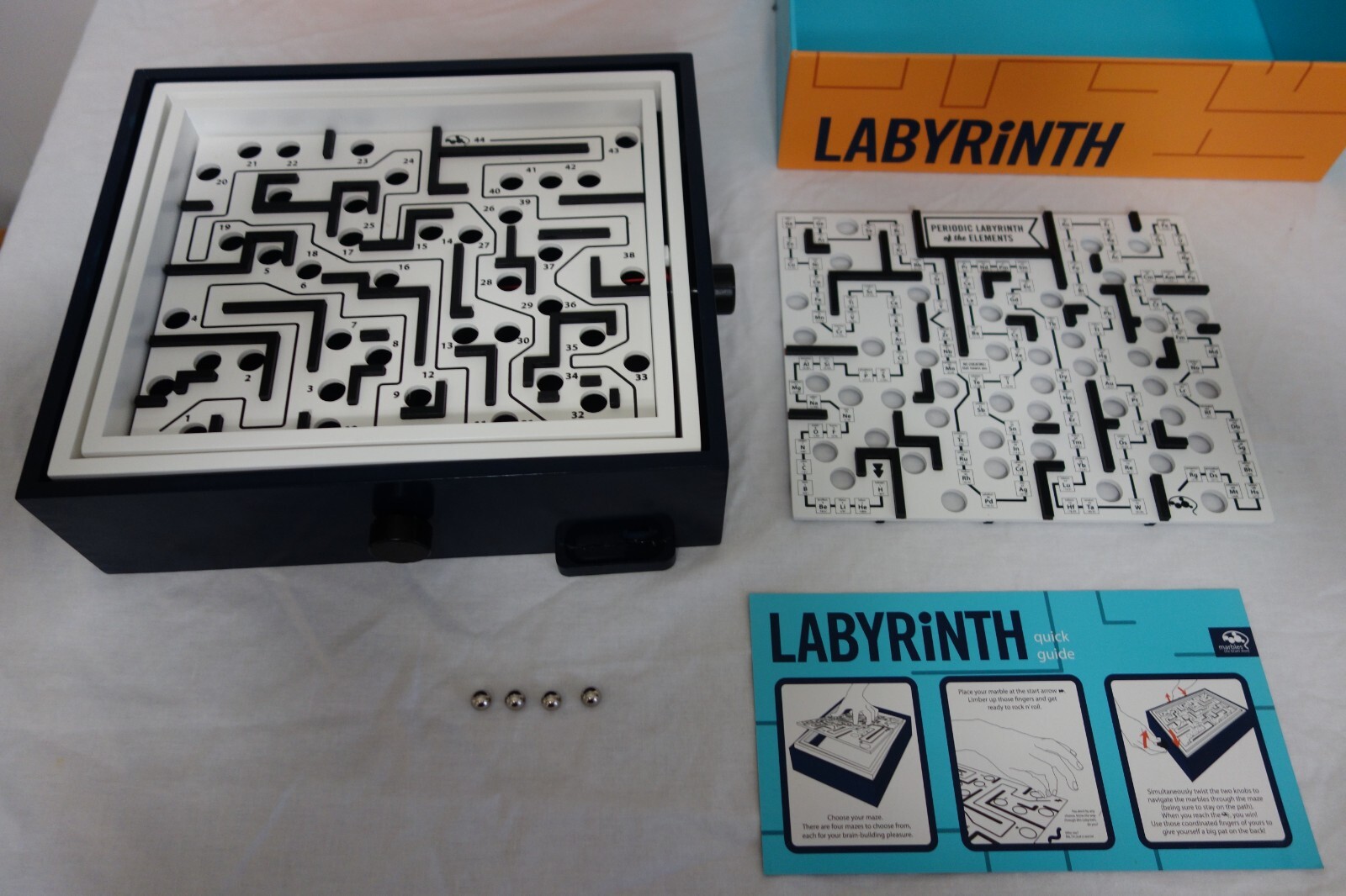 Marbles Brain Workshop Board Games Labyrinth Box 4 Mazes Complete