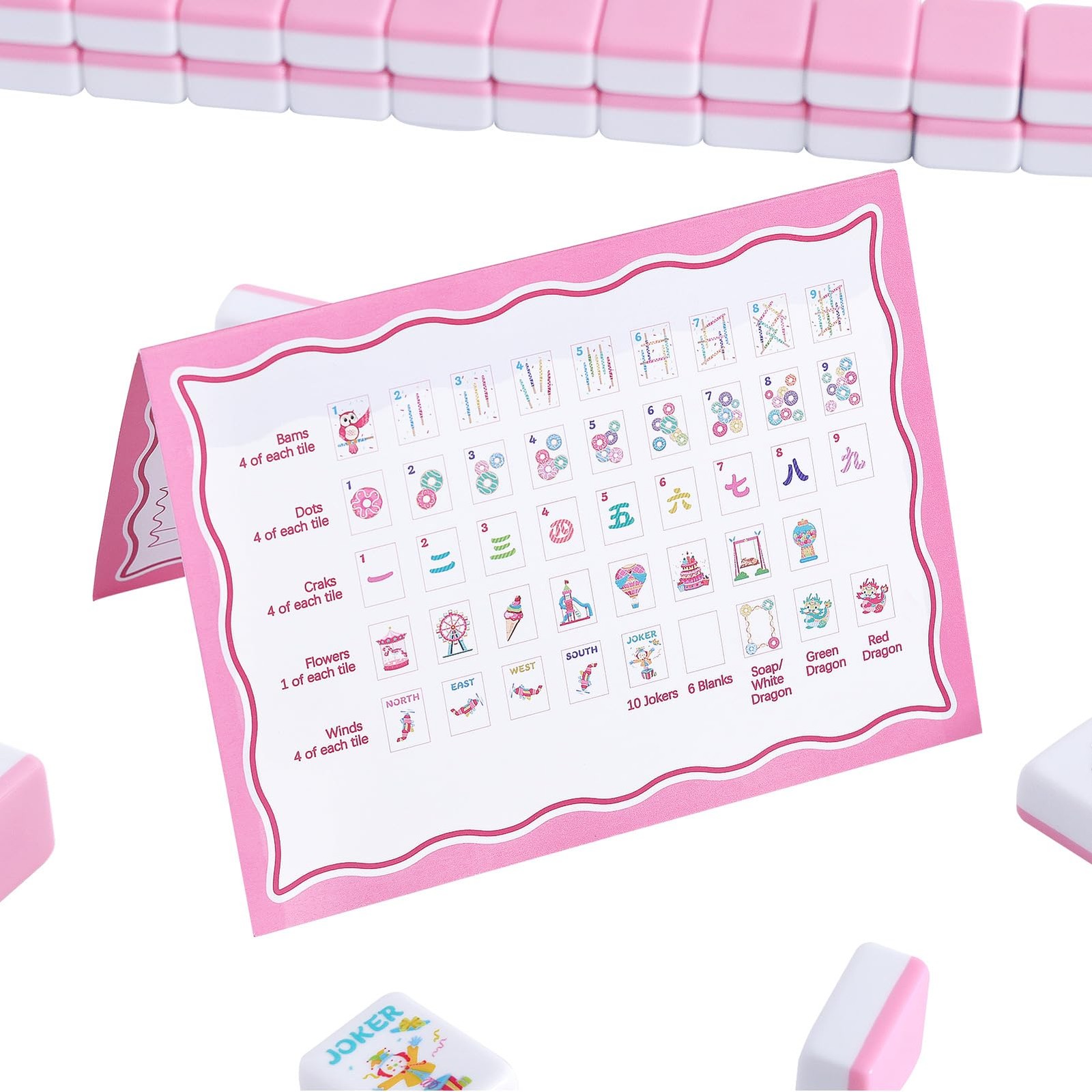 160 Pink American Printed Mahjong Game Set with Carrying Bag and Acces..