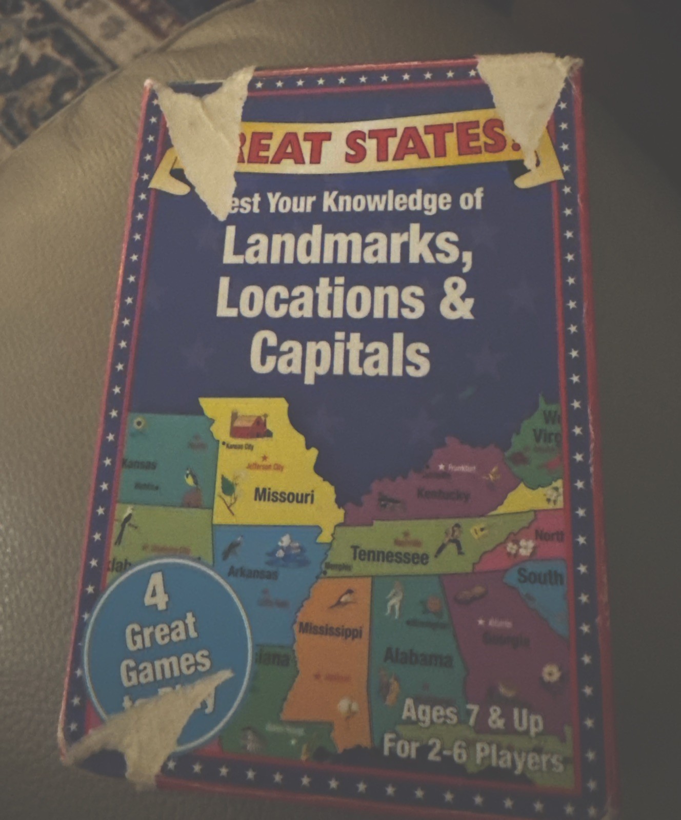 Great States Card Game, with Map