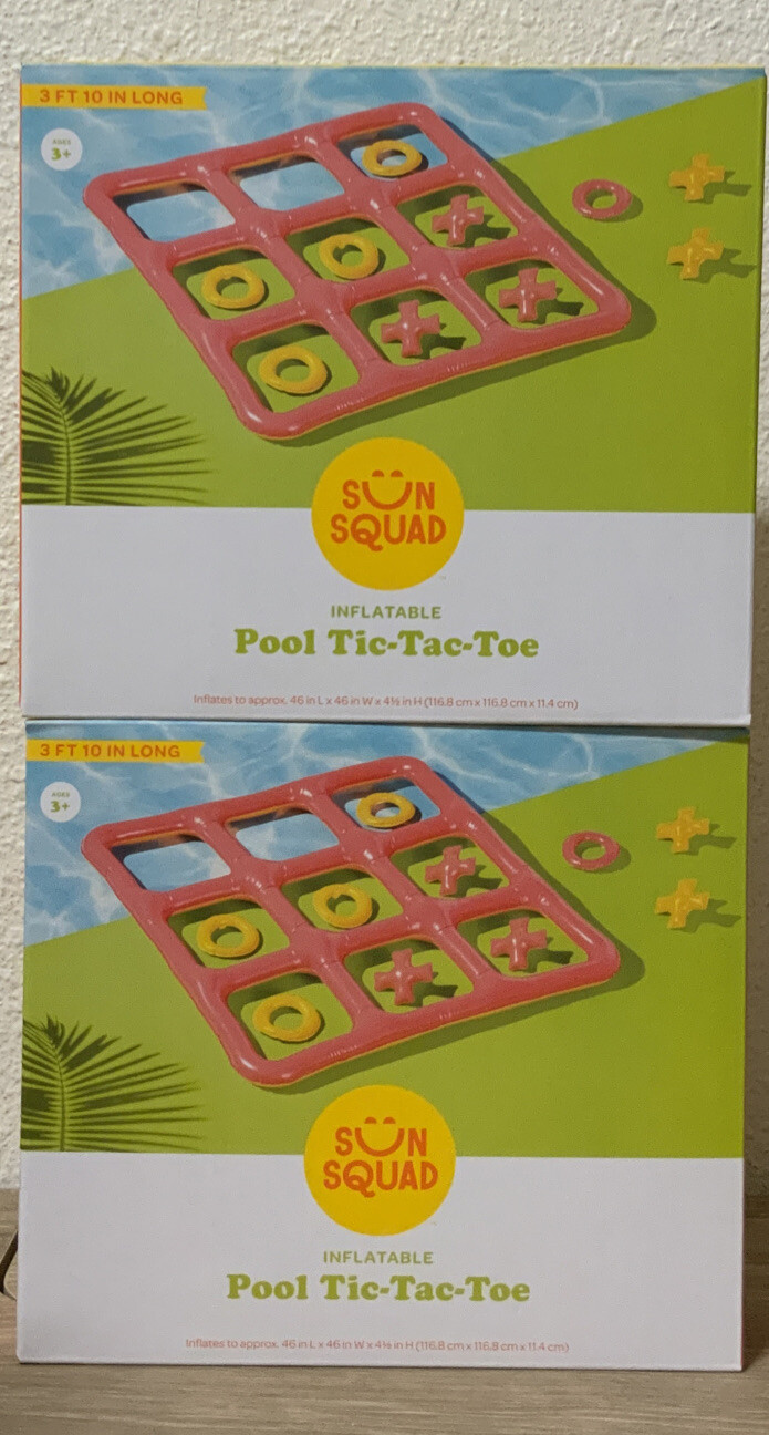🏖️ Sun Squad Inflatable Pool Tic-Tac-Toe 3ft 10in Long – 🆕LOT OF 2