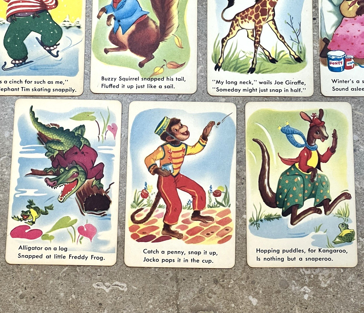 Vintage Whitman Snap Card Game 1950s Animals Complete