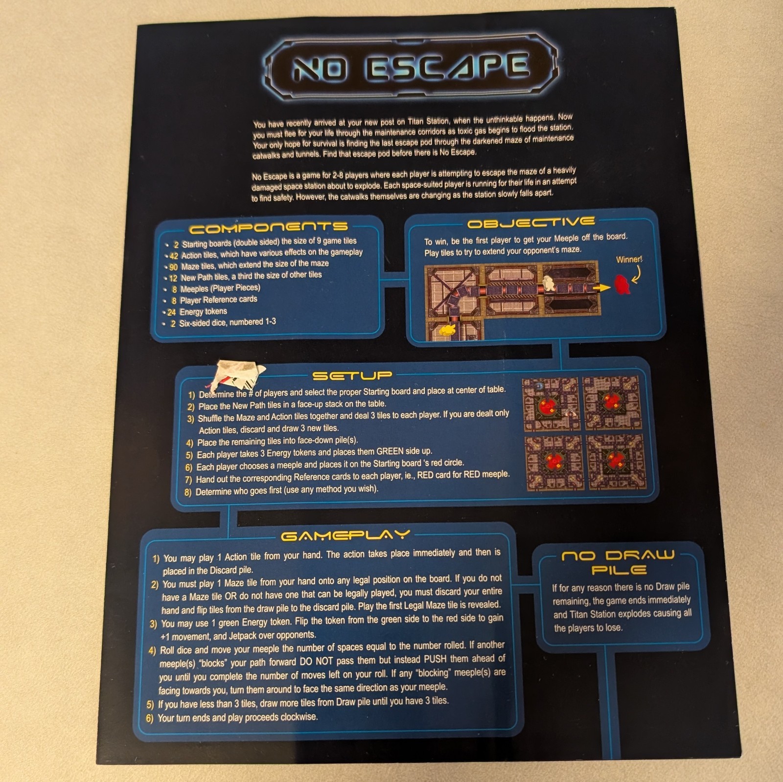 No Escape Board Game New – 2021 OOOM Board Games / Jonathan Thwaites – Complete