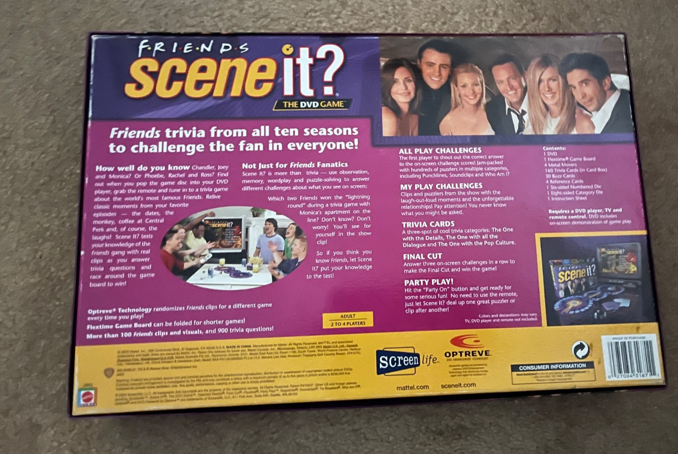 Friends Scene It? DVD Game by Mattel – 2005 – Complete but no instruction sheet