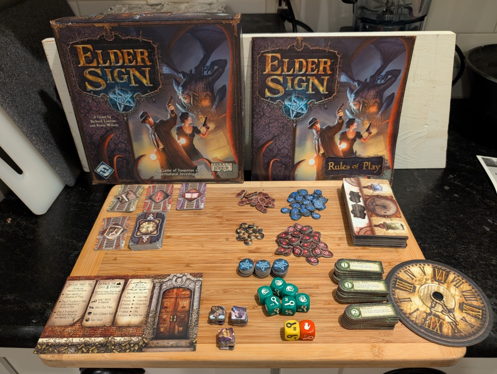 Arkham Horror Revised + Elder Sign Board Game Lot Lovecraft Cthulhu Complete