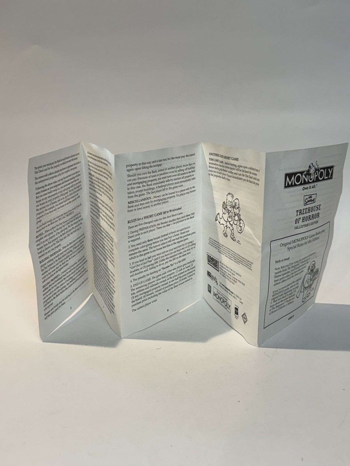 Monopoly The Simpsons Treehouse of Horror 2005 Replacement Game Instructions