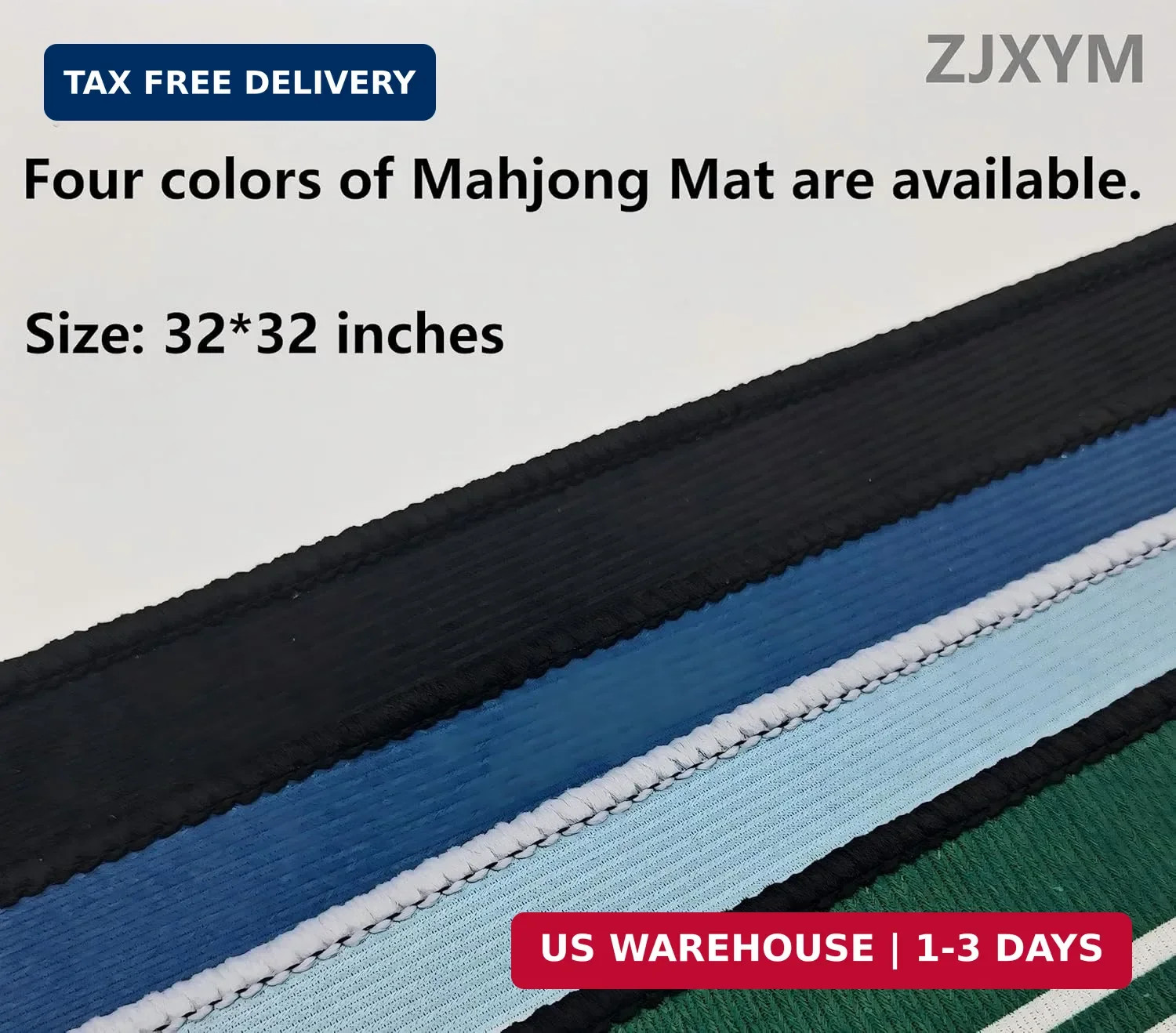 Chinese Style Mahjong Mat, 31.5 * 31.5” Anti Slip and Noise Reductio(Dark Green