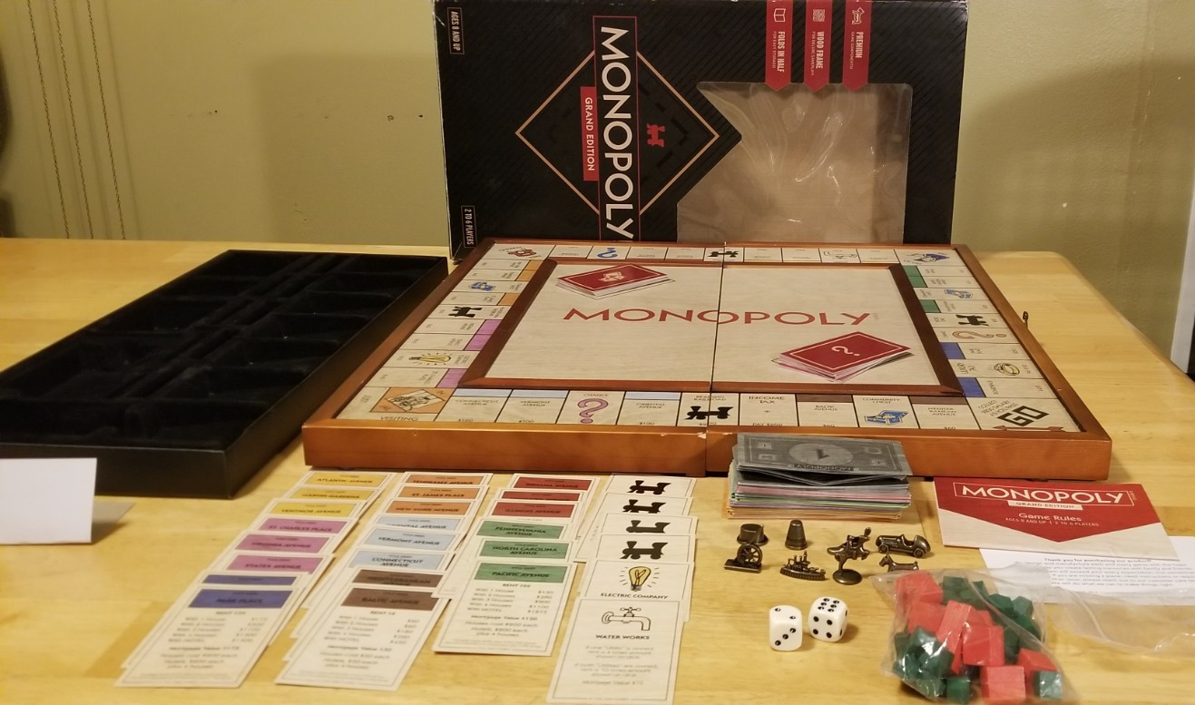 Monopoly Grand Edition Deluxe Folding Wood Frame WS Game Company 2021