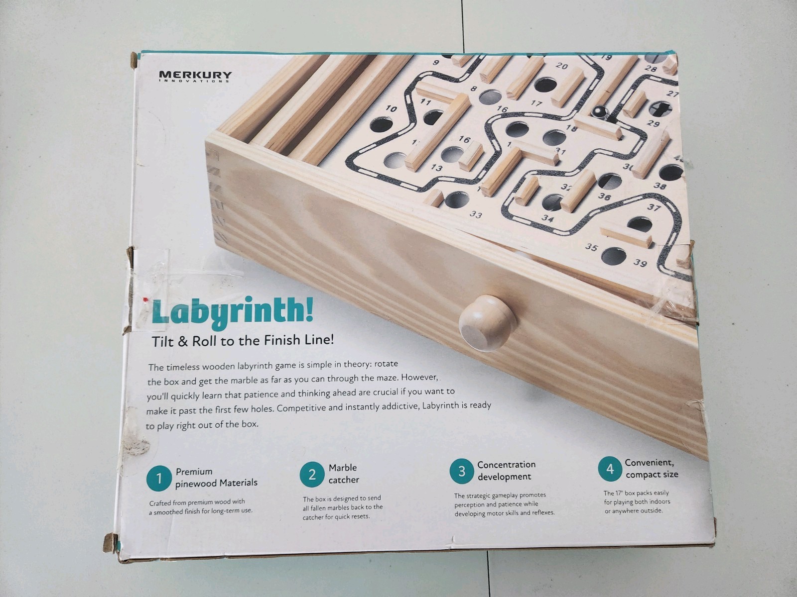 Classic Labyrinth Wooden Marble Maze Game ~ Tilt Board Roll Ball Skill Focus Toy