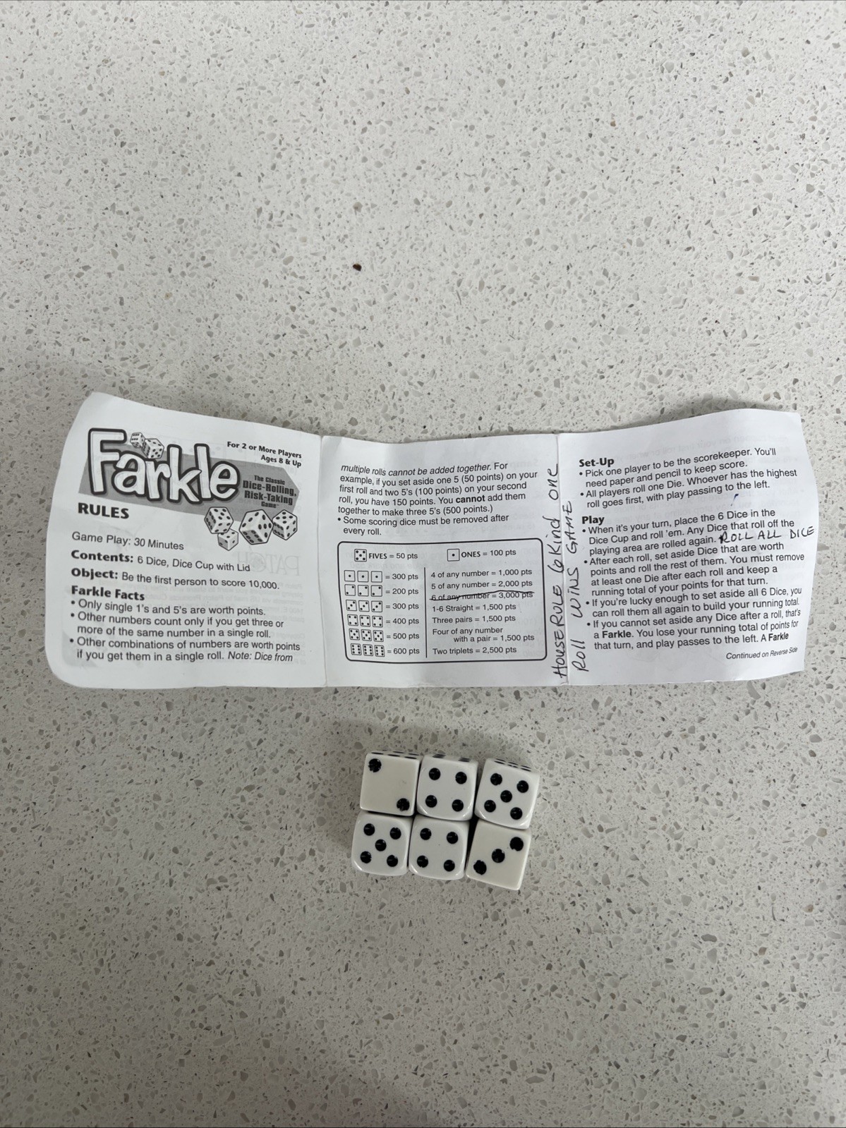 Farkle Classic Dice Rolling, Risk Taking Game Patch Products 2008 Complete