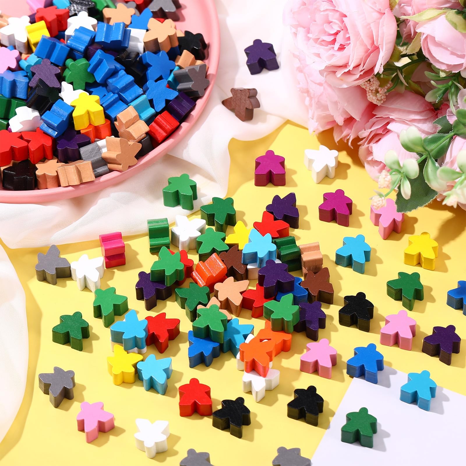 Arrowbash 200 Pcs Wooden Meeples Multi Color 4.02 x 6.1 x 0.1 inches