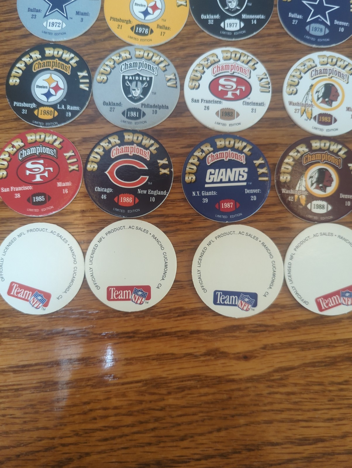 Vintage 90s NFL Pogs Lot of 25 Washington Oakland Raiders Howie Long Cowboys