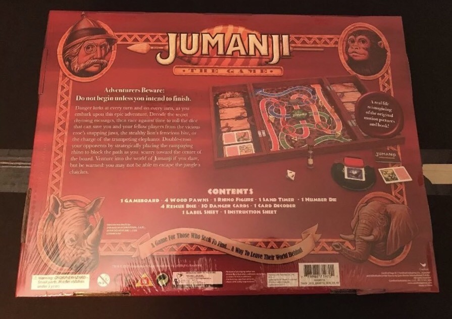 NEW JUMANJI BOARD GAME CARDINAL EDITION REAL WOODEN WOOD BOX! MINTY FRESH! WOW!!