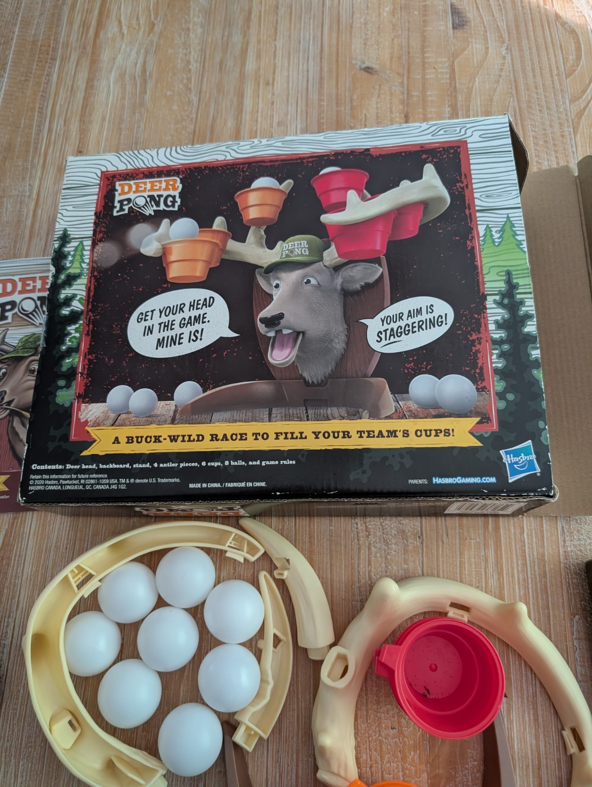 Deer Pong Talking Deer Head Game & Music 6 Cups & 8 Balls 8+ Years Never Used