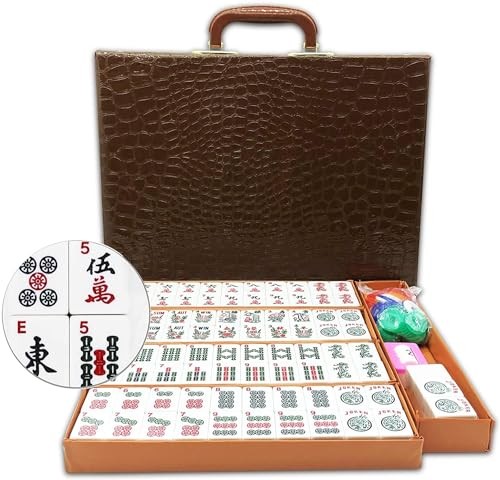 Mose Cafolo American Mahjong Set 166 Engraved Tiles Travel Case Game Accessories