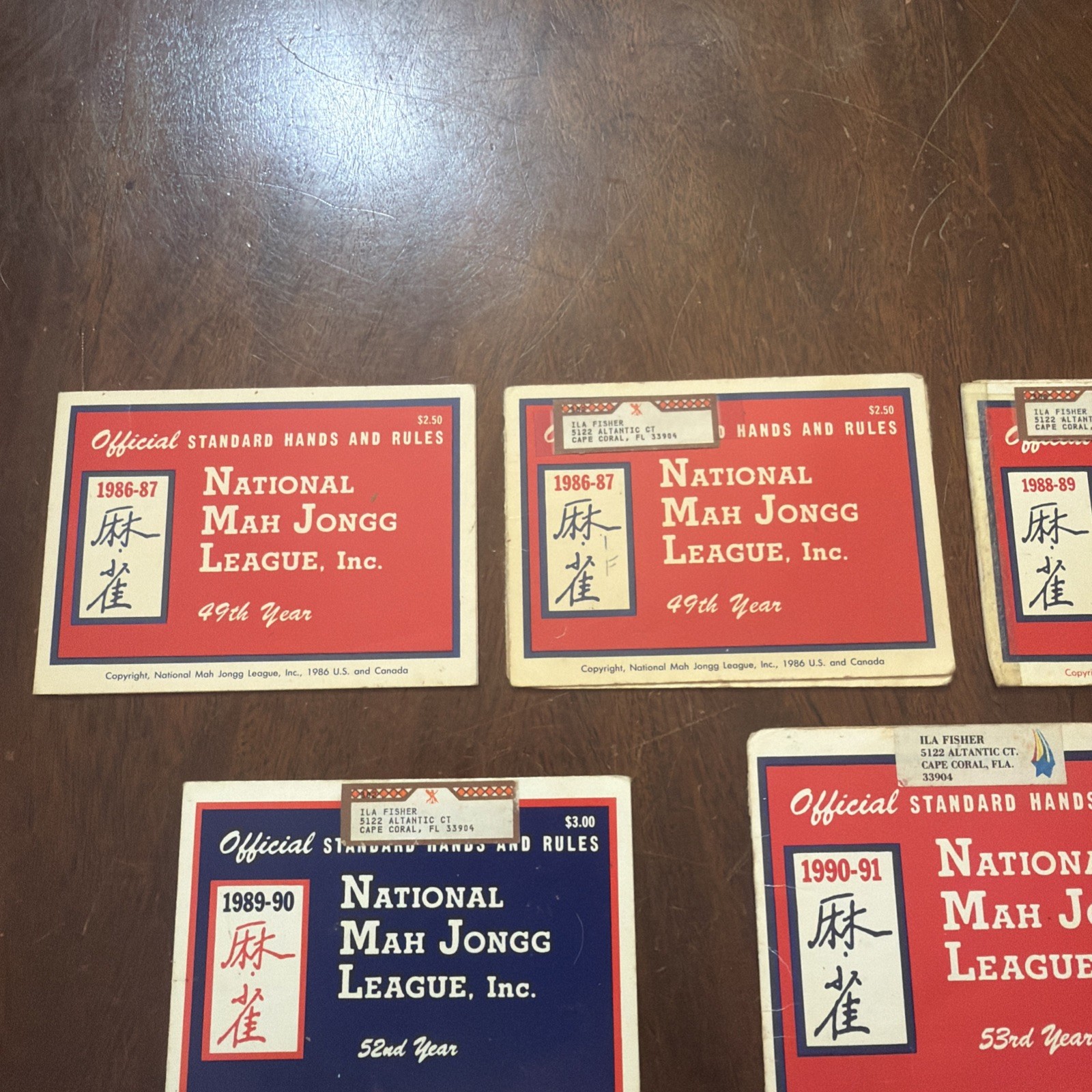 Nationa Mah Jongg League Card 1986-1994