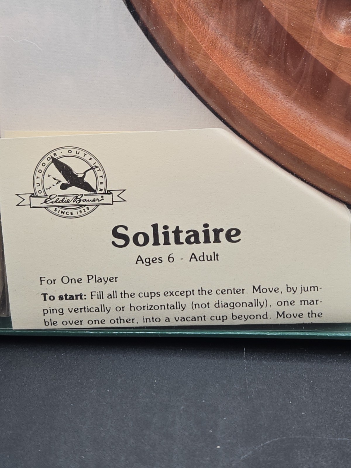 Eddie Bauer Solitaire Marble Puzzle Board Game Outdoor Outfitter Cabin Decor