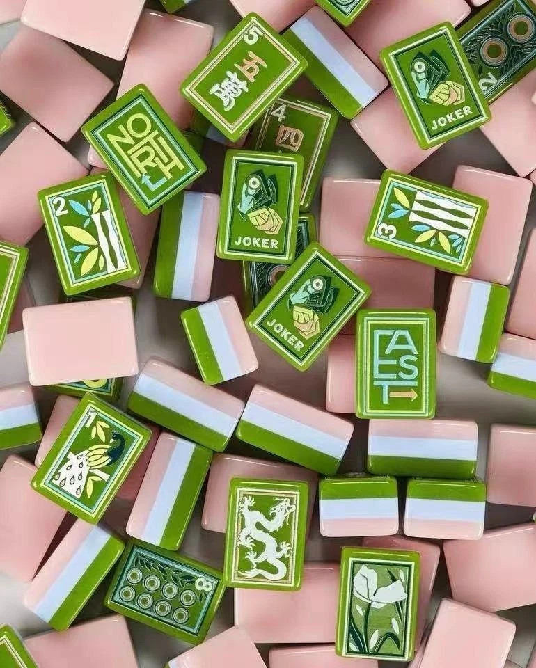 US Stock American Mahjong Tiles 160 Green Floral Acrylic Mahjong Set