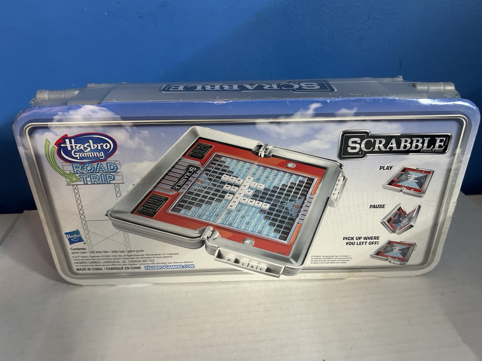 Scrabble Crossword Game Hasbro Gaming Road Trip Portable Case – SEALED!