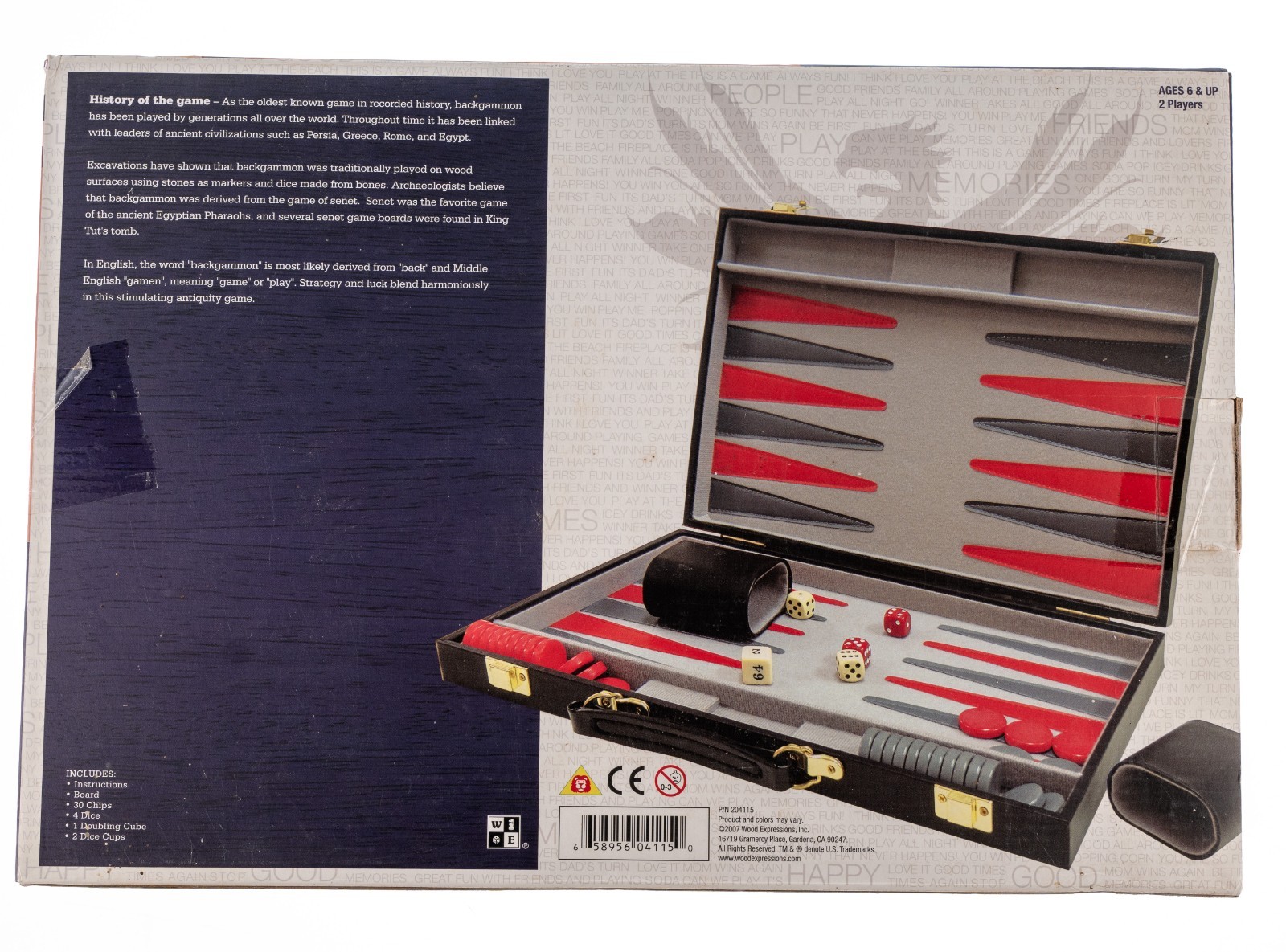 WE Games Backgammon Briefcase Set 204115 2007 Black Red Grey 14.5″ Used Complete