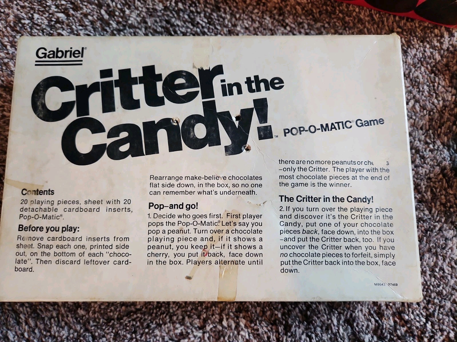 Vintage 1981 Critter In The Candy Pop-O-Matic Gabriel Game