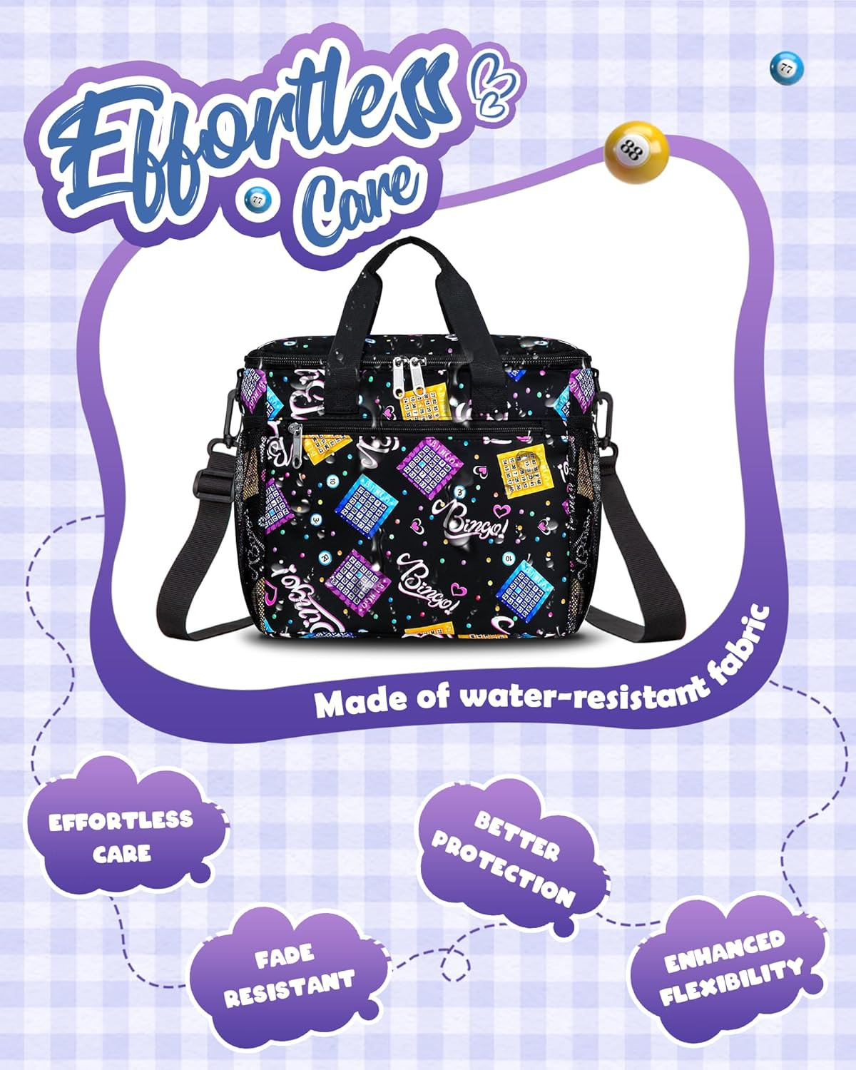Bingo Bag for Bingo Set Stuff Supplies Bingo Bags with Pockets for Bingo Daubers