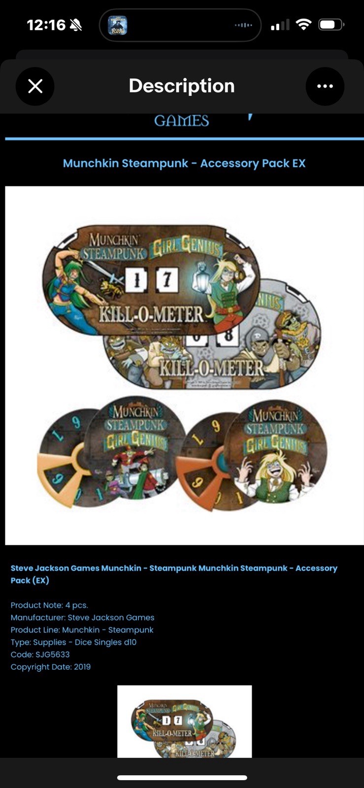 SJG Card Game Munchkin Steampunk – Acc Pack EX Kill-o-meter + Coin + 2 Counters