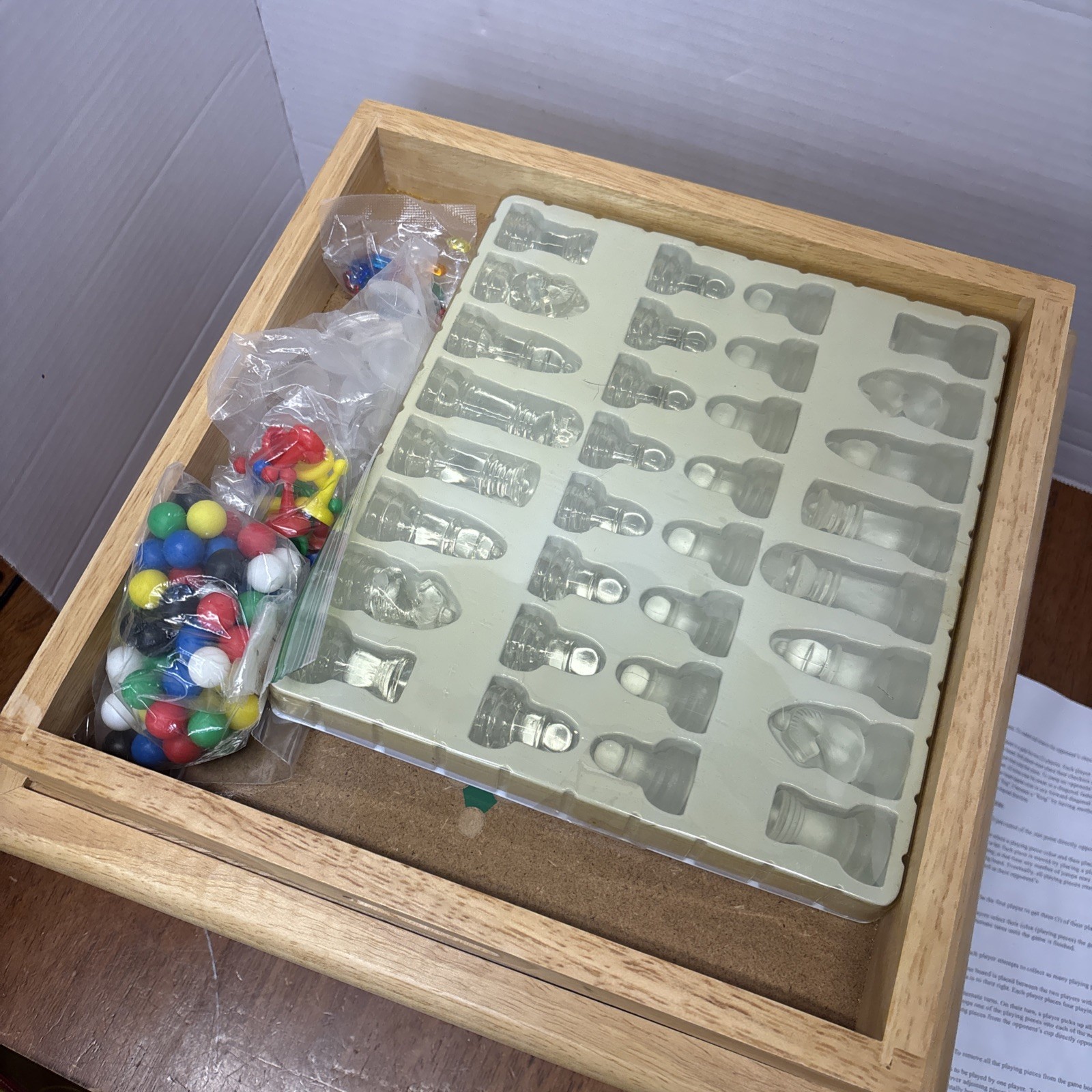 Cardinal 2002 GAME HOUSE 10 Classic Games WOOD Boards & Box Chess Checkers Pachi