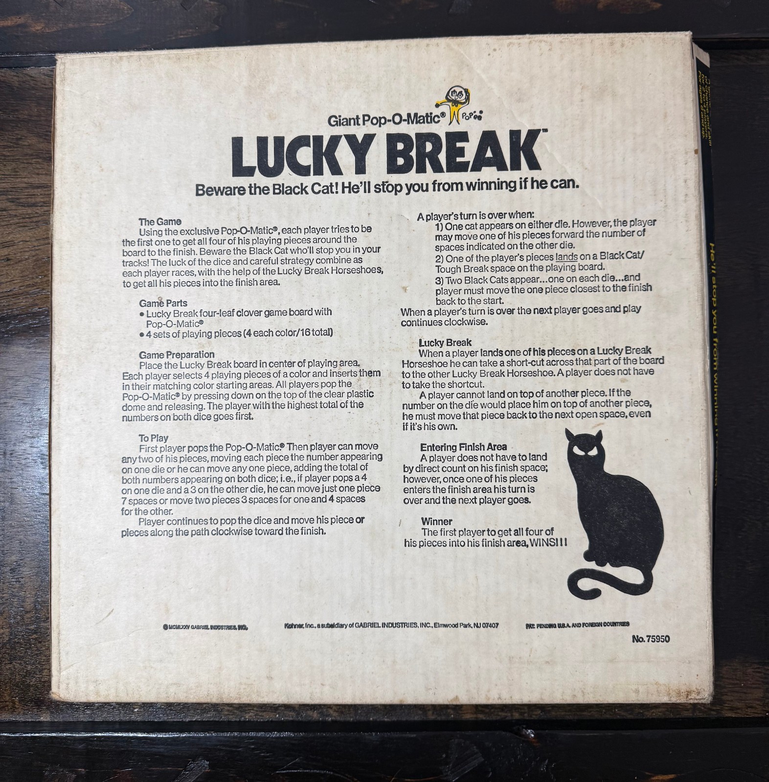 Vintage Gabriel Lucky Break Pop Game 1975