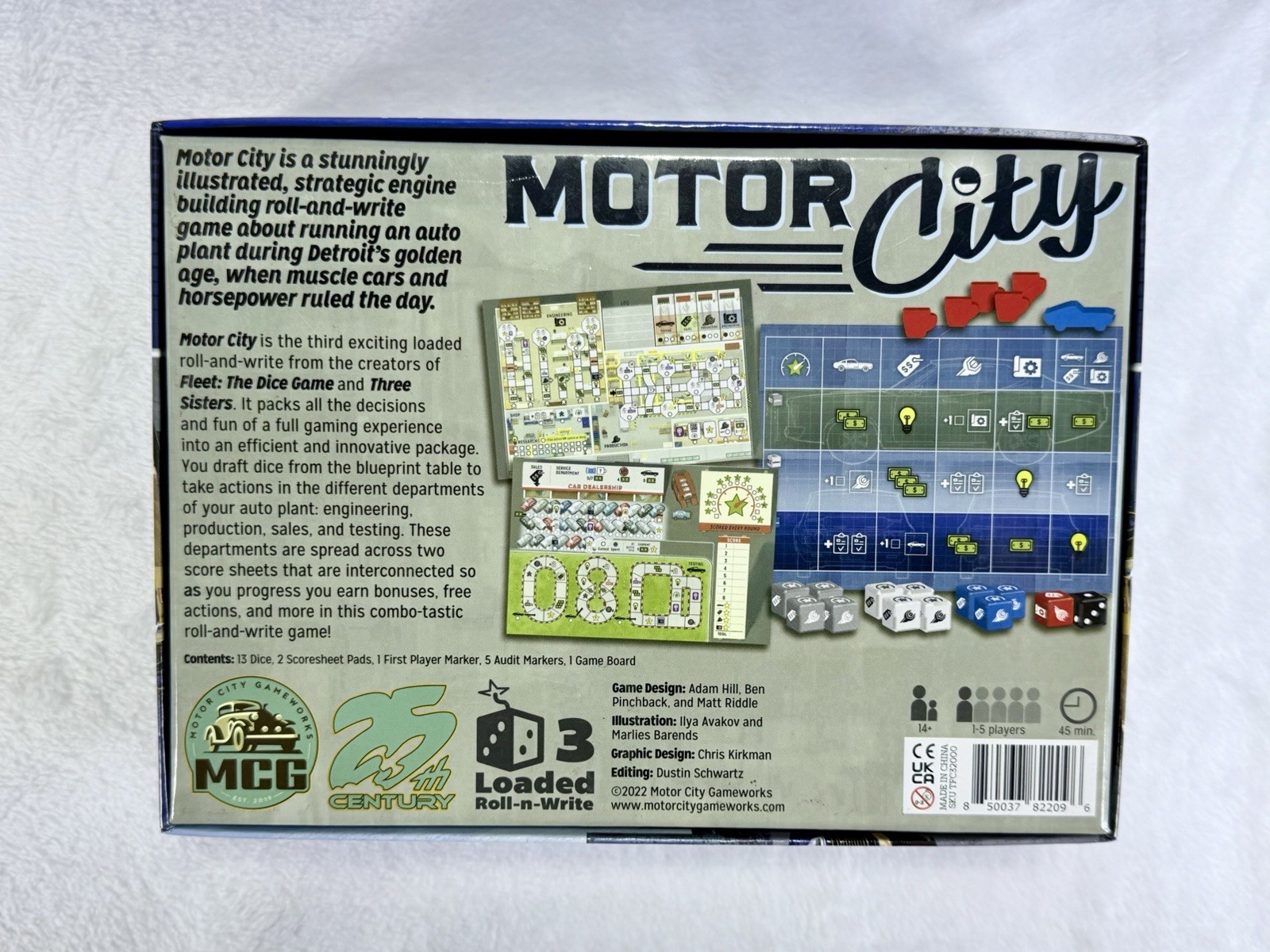 Motor City Board Game 25th Century Games Roll and Write Strategy Muscle Car