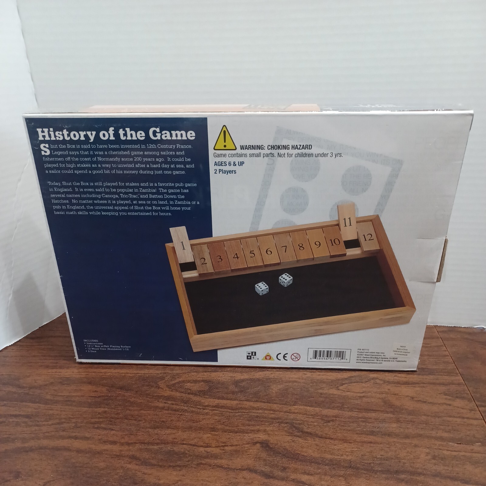 WE Games Dice Board Game, 12 Number Flip Tiles with Natural Wooden Box, LargeNEW