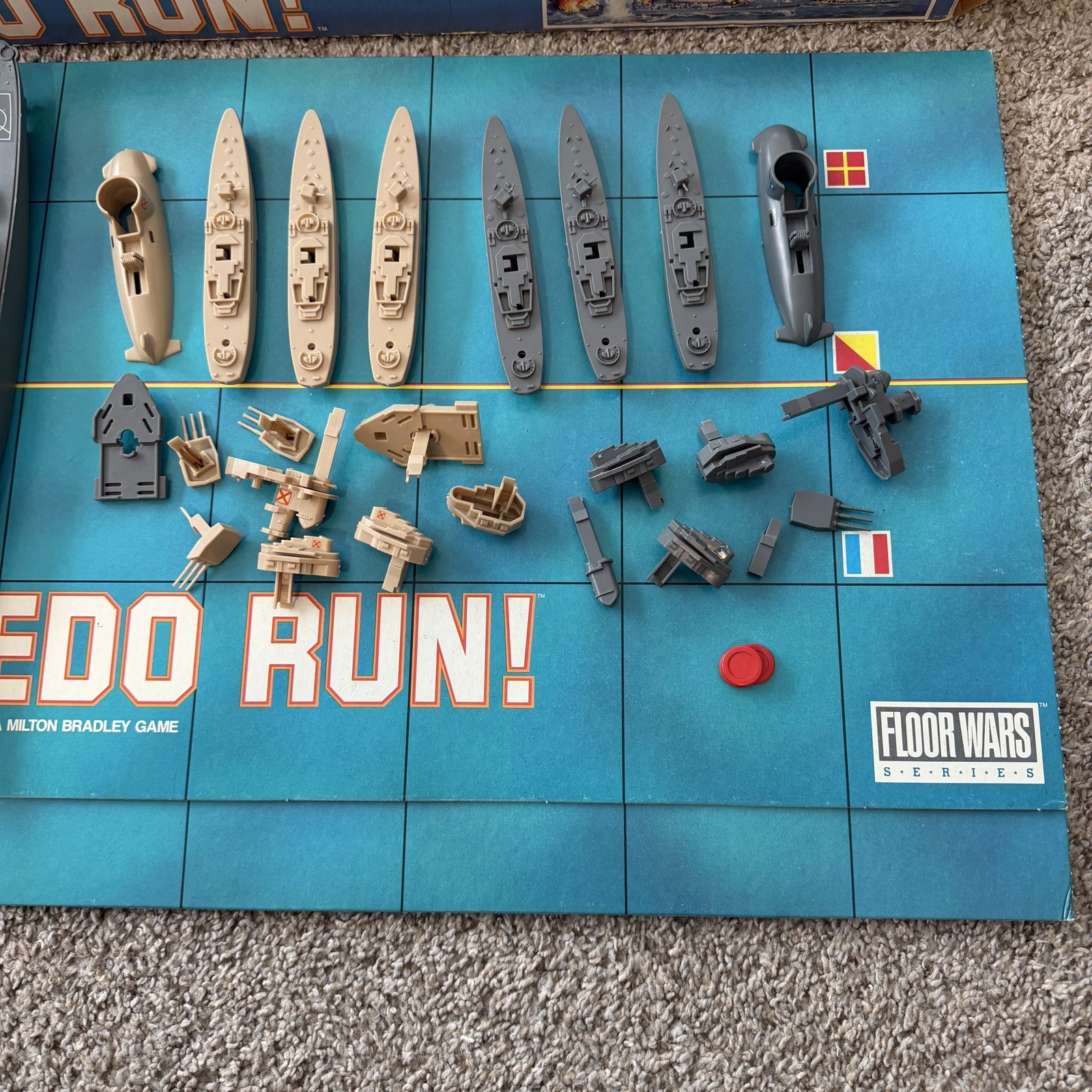Vintage 1986 Torpedo Run! by Milton Bradley Floor Wars Board Game Near Complete