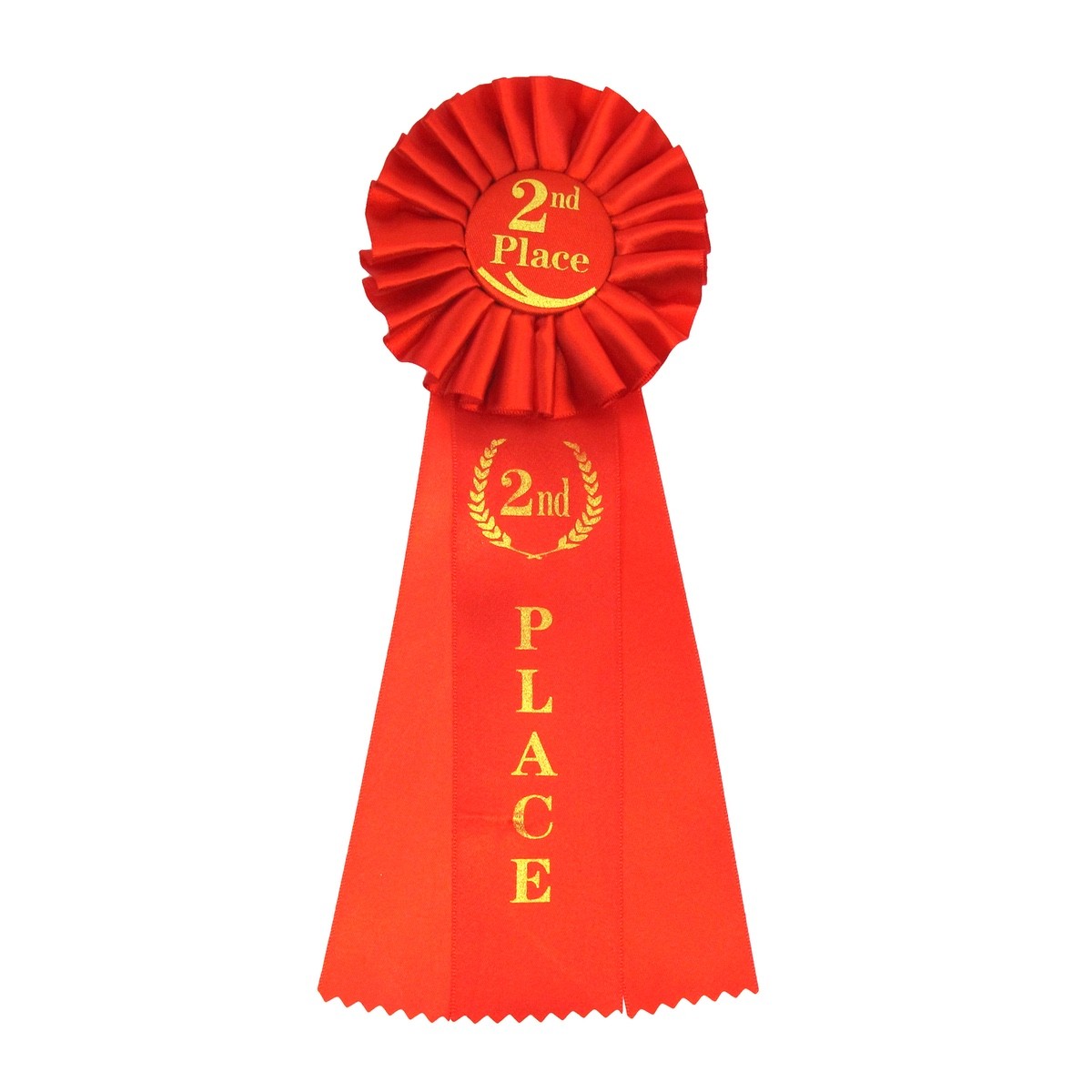 Deluxe Red 2nd Second Place Award Ribbon Rosette Winner Trophy Badge Class Medal