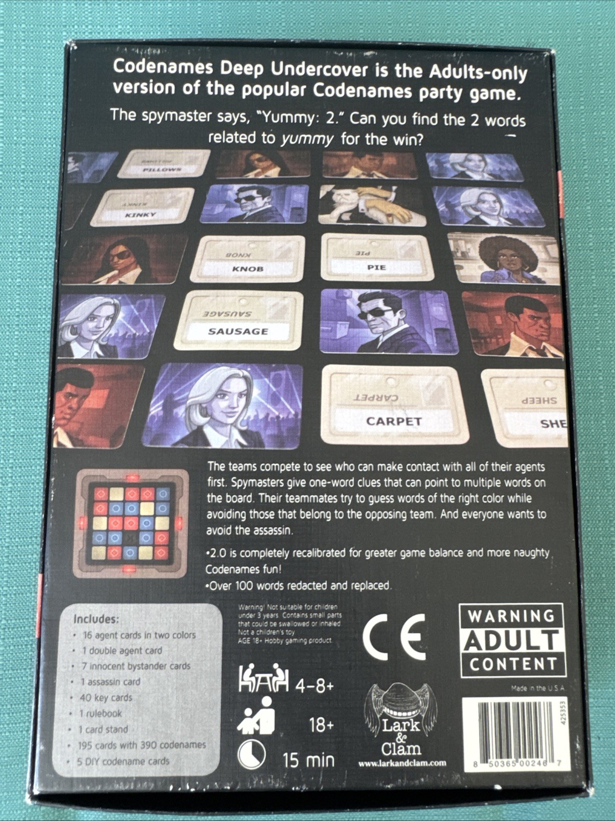 Codenames Games Deep Undercover 2.0 (Lark & Clam Strategy Game) 98% Complete
