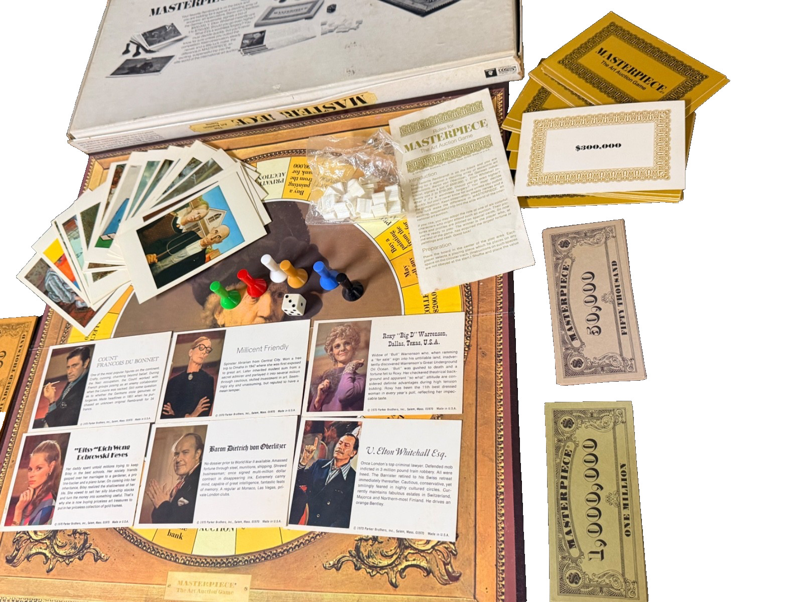 Vintage 1970 Masterpiece The Art Auction Game by Parker Brothers Complete