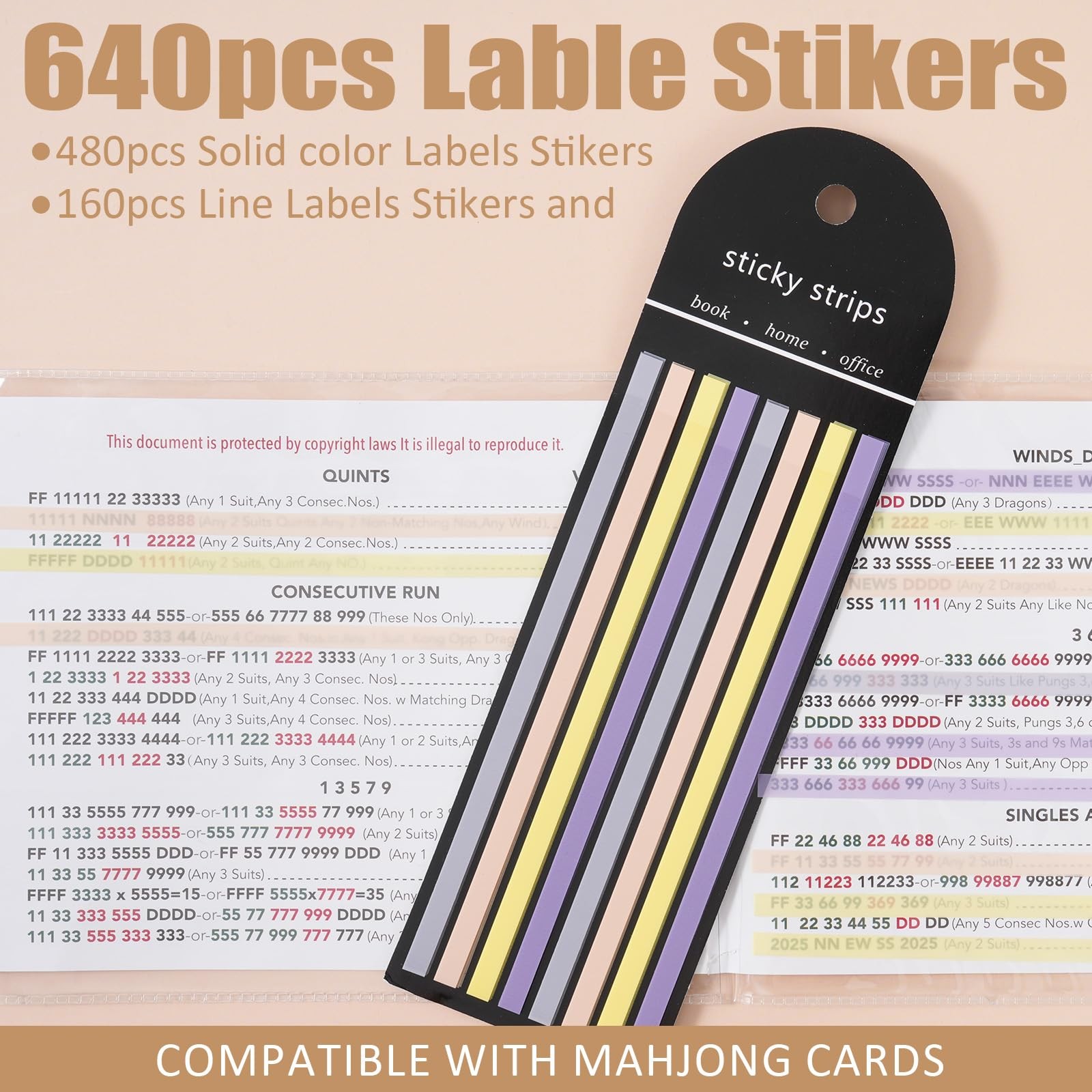 640 pcs Mahjong Card Line Finder Highlighter Tape, Mahjong Line Highlighter S…
