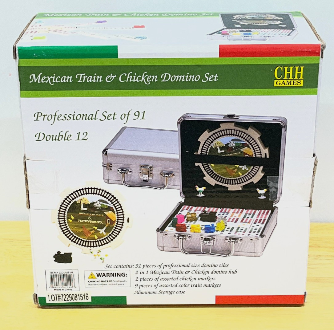 CHH Games Mexican Train & Chicken Domino Set Pro Set of 91 Double 12 w/ Case NIP