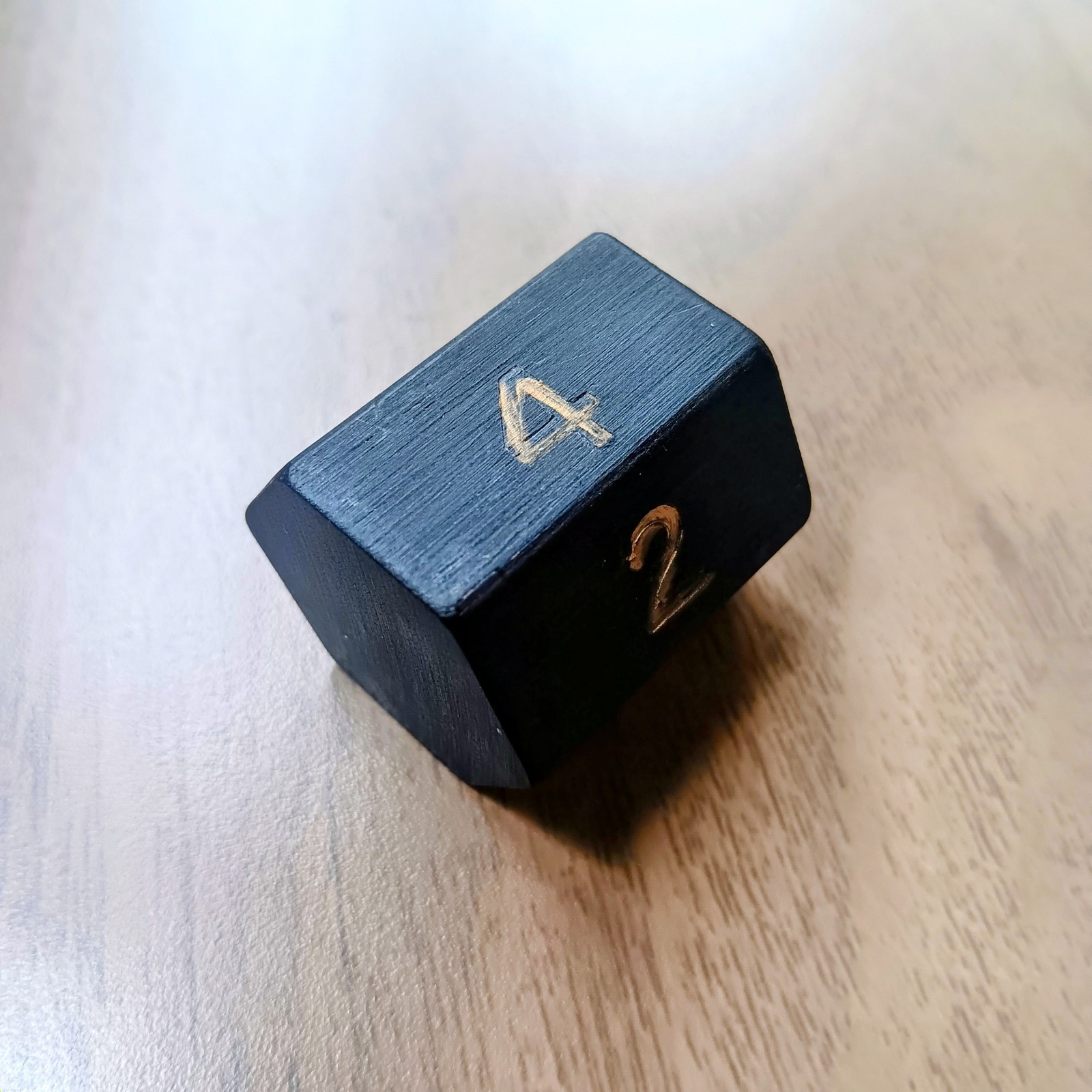 Vintage 1 1/4in Black Wooden Hexagonal Backgammon Doubling Cube, 2-64